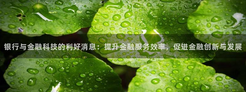 银行与金融科技的利好消息：提升金融服务效率，促进金融创新与发展